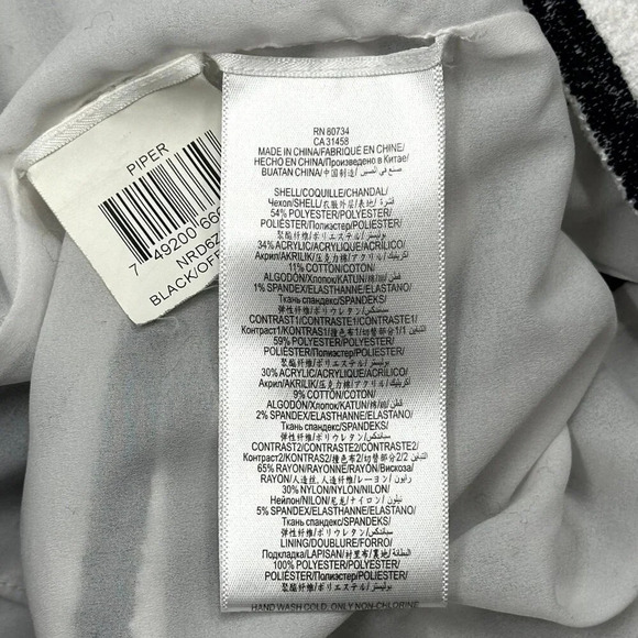 BCBGMaxazria Dress Women 2 Black White Striped Piper Sleeveless Zip Peplum Party - Picture 13 of 13